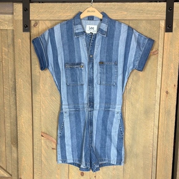 Lee short Union-Alls Size Small Hints of Blue stripes Size Small 100% cotton - Picture 4 of 16